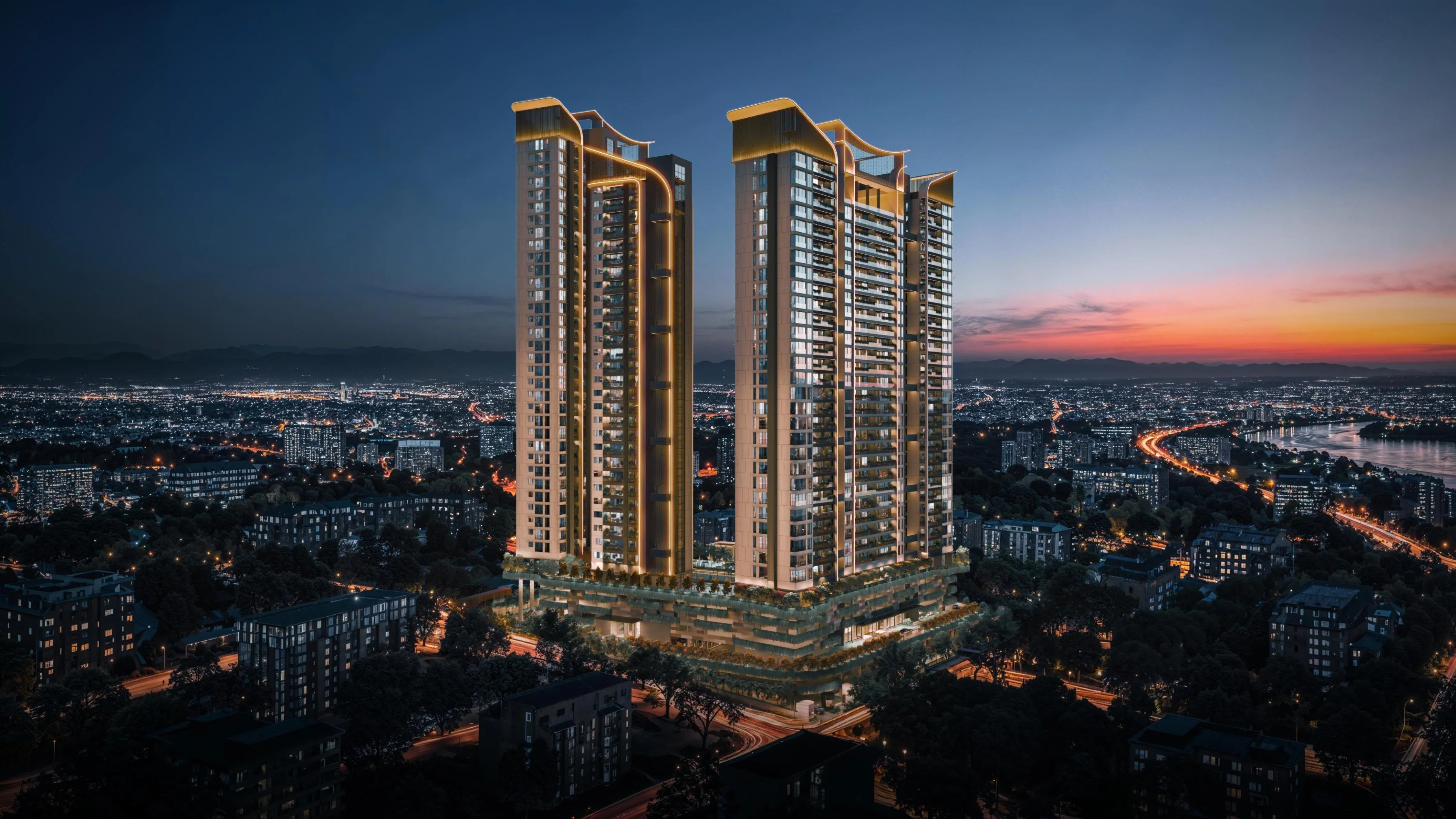 nasikh tower eexterior evening