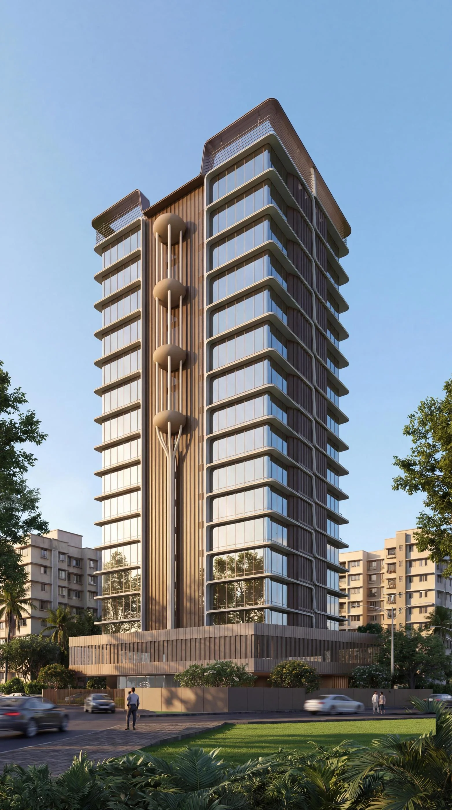khar bandra tower exterior dawn 3d view