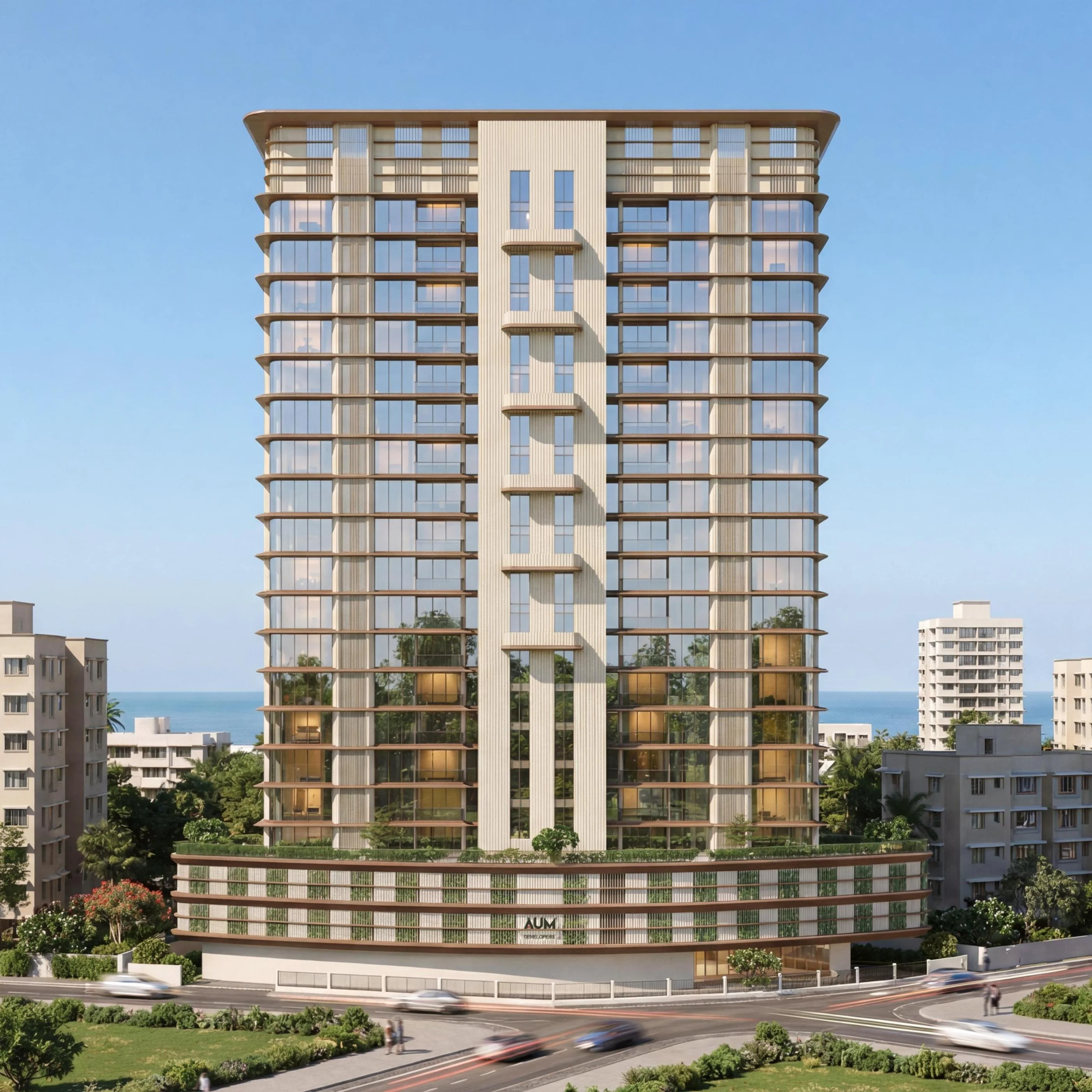 mumbai bandra khar pali hill apartment showroom exterior day 3d view