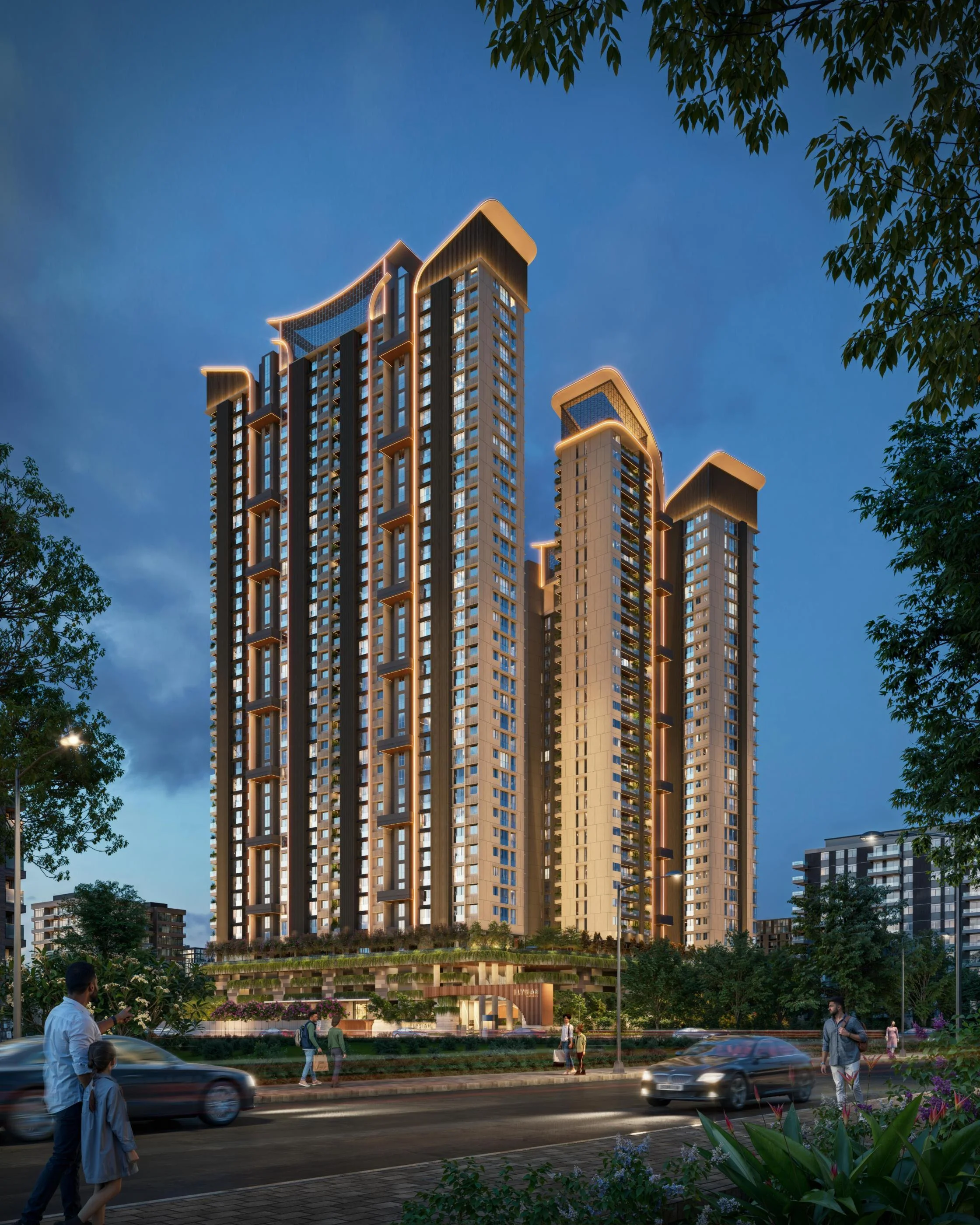 nasik tower exterior 3d view night