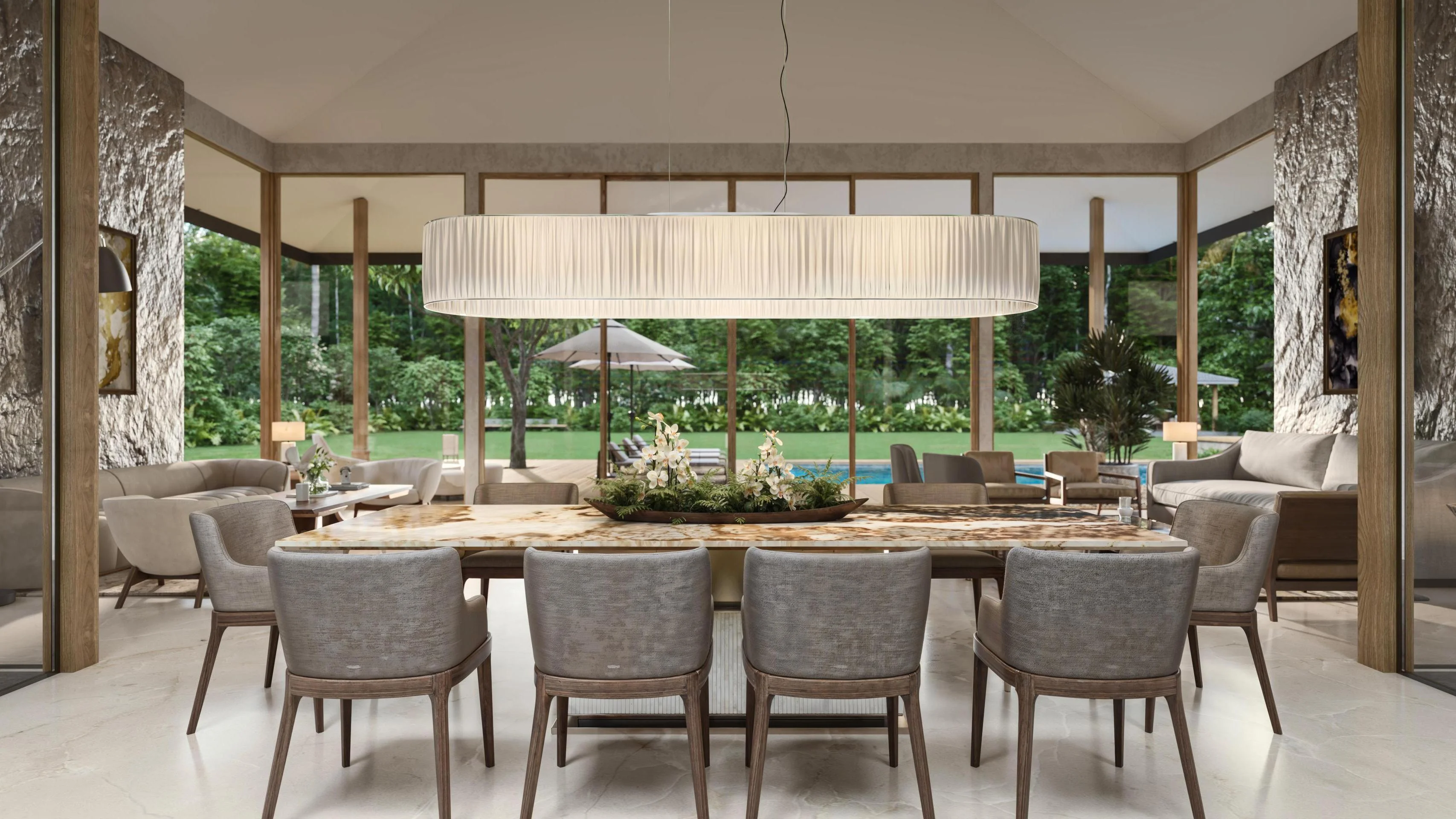alibaug bungalor outdoor dining 3d view