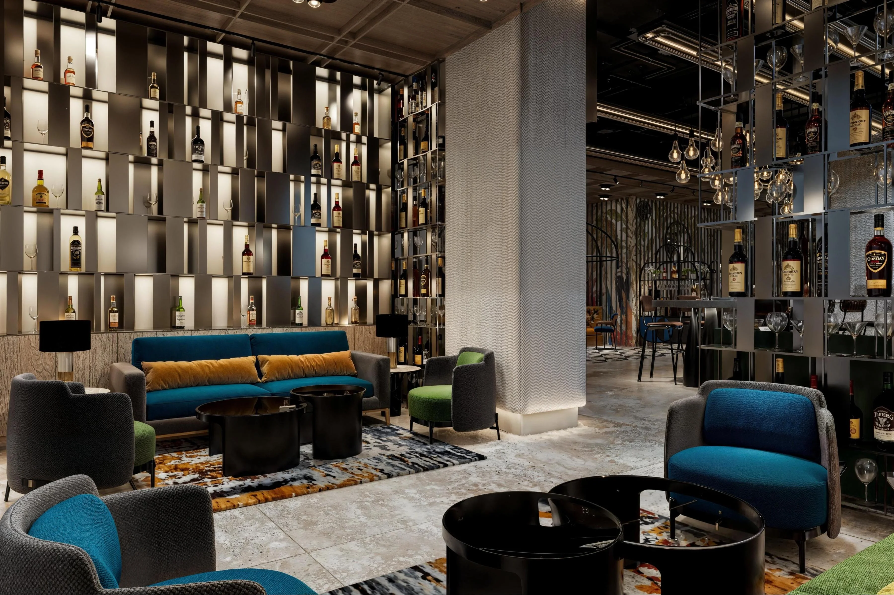 taj lounge bar night 3d view